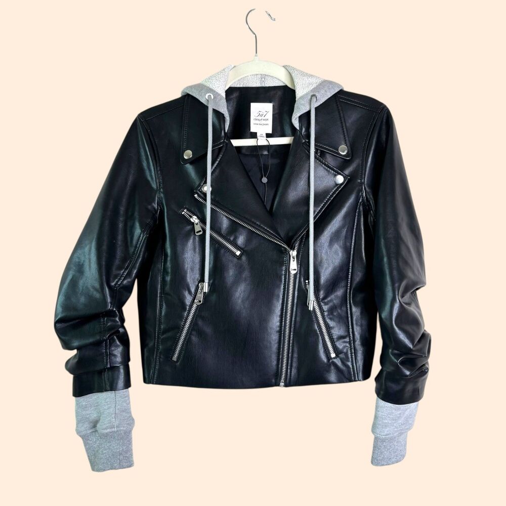 Cinq a Sept Evie Vegan Leather Hooded Jacket